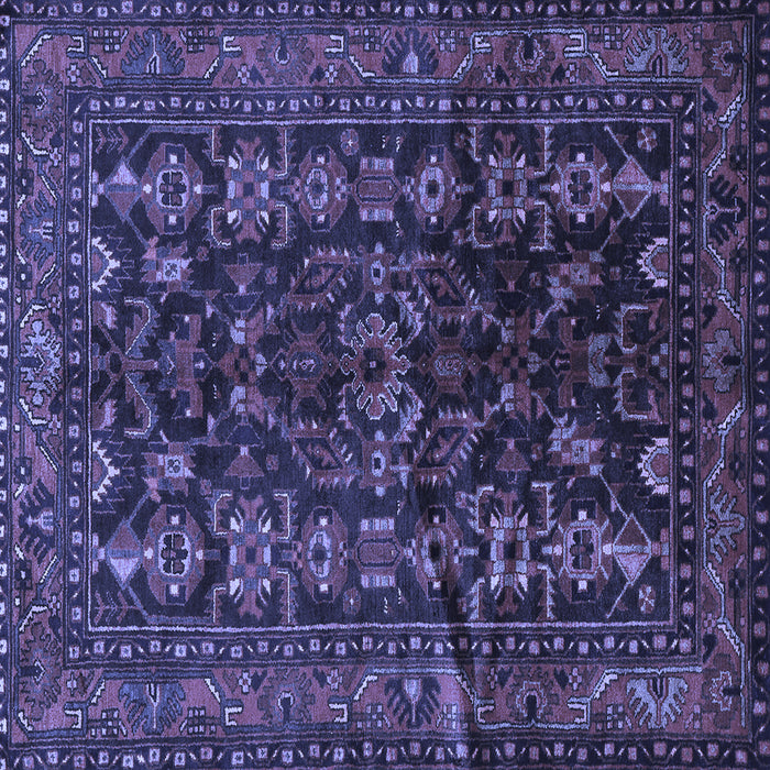 Square Machine Washable Persian Blue Traditional Rug, wshtr598blu