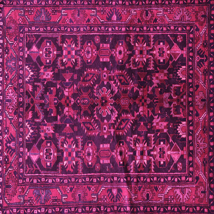 Square Machine Washable Persian Pink Traditional Rug, wshtr598pnk