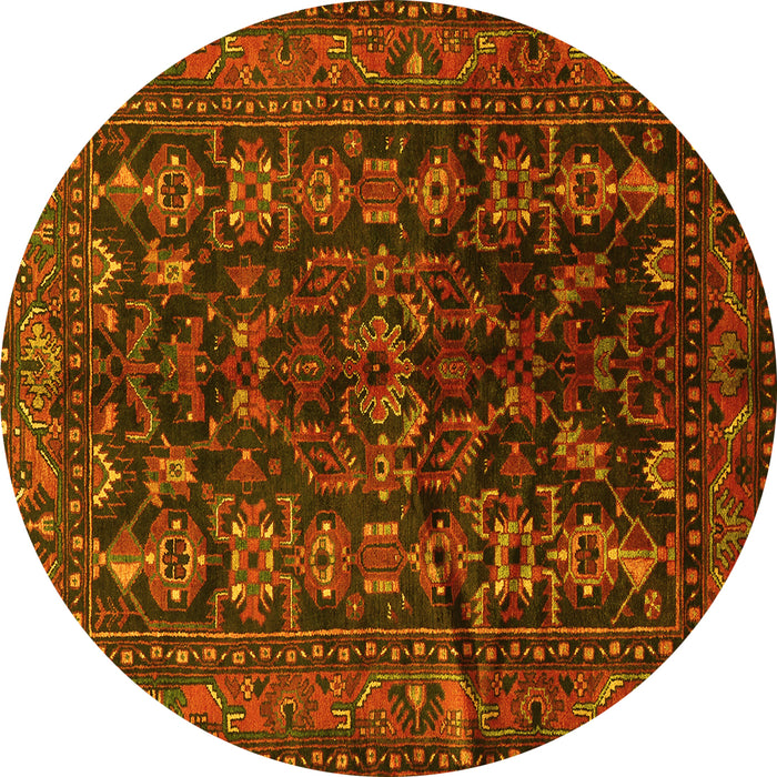Round Persian Yellow Traditional Rug, tr598yw