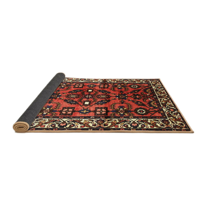 Sideview of Traditional Saffron Red Persian Rug, tr599