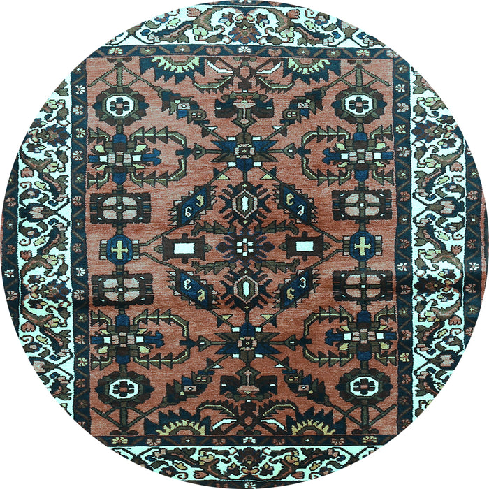 Round Persian Light Blue Traditional Rug, tr599lblu