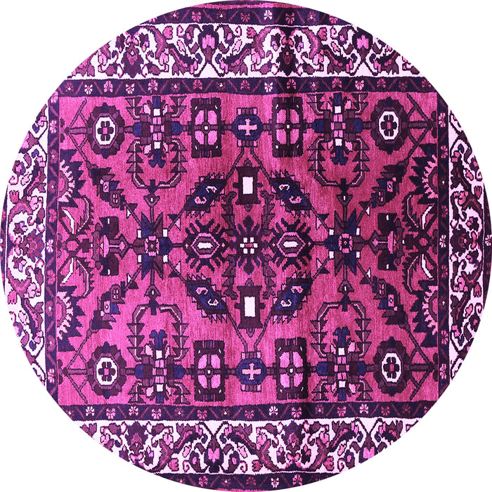 Round Machine Washable Persian Purple Traditional Area Rugs, wshtr599pur
