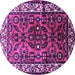 Round Machine Washable Persian Purple Traditional Area Rugs, wshtr599pur