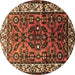 Round Persian Brown Traditional Rug, tr599brn