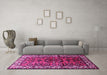 Machine Washable Persian Pink Traditional Rug in a Living Room, wshtr599pnk