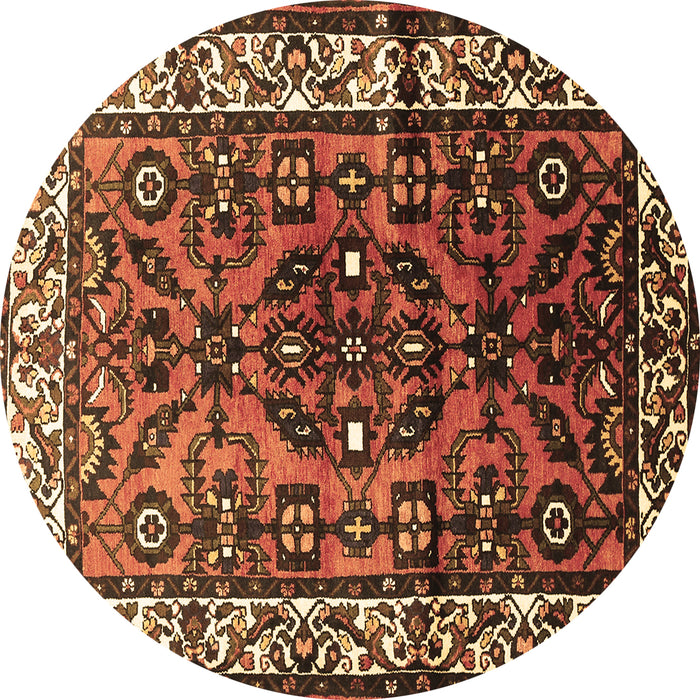 Round Machine Washable Persian Brown Traditional Rug, wshtr599brn