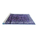 Sideview of Machine Washable Persian Blue Traditional Rug, wshtr599blu