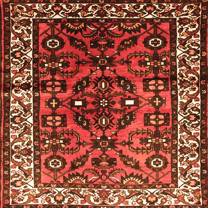 Round Machine Washable Persian Orange Traditional Area Rugs, wshtr599org