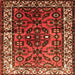 Round Machine Washable Persian Orange Traditional Area Rugs, wshtr599org