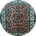 Round Machine Washable Persian Light Blue Traditional Rug, wshtr599lblu