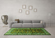 Machine Washable Persian Green Traditional Area Rugs in a Living Room,, wshtr599grn