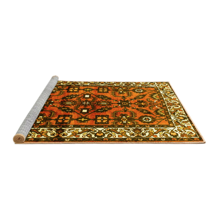 Sideview of Machine Washable Persian Yellow Traditional Rug, wshtr599yw