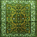 Round Machine Washable Persian Green Traditional Area Rugs, wshtr599grn