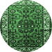 Round Machine Washable Persian Emerald Green Traditional Area Rugs, wshtr599emgrn