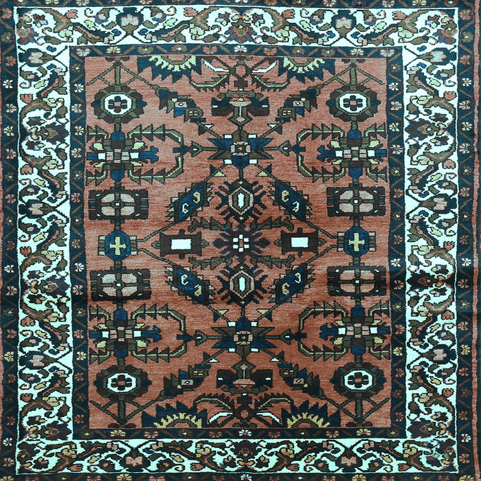 Square Machine Washable Persian Light Blue Traditional Rug, wshtr599lblu