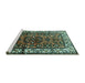 Sideview of Machine Washable Persian Turquoise Traditional Area Rugs, wshtr599turq