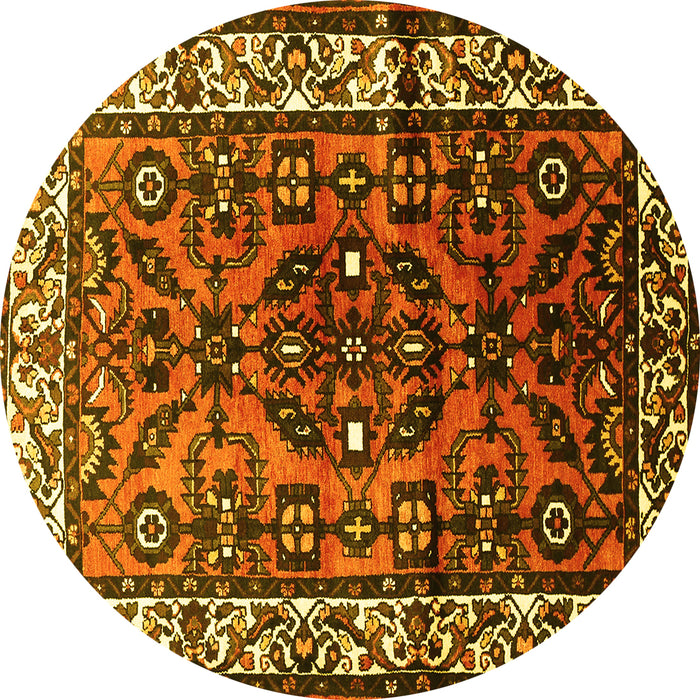 Round Persian Yellow Traditional Rug, tr599yw
