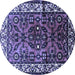 Round Machine Washable Persian Blue Traditional Rug, wshtr599blu