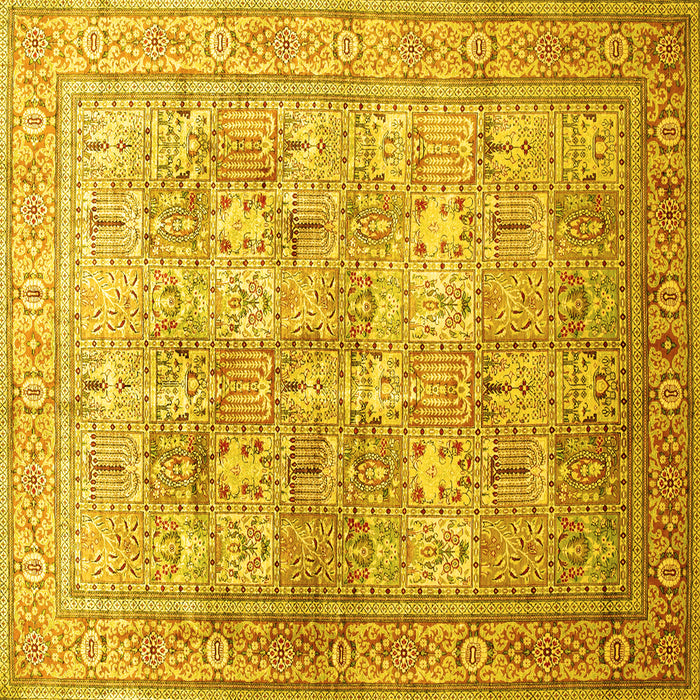 Square Machine Washable Persian Yellow Traditional Rug, wshtr59yw