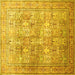 Square Machine Washable Persian Yellow Traditional Rug, wshtr59yw