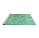 Sideview of Machine Washable Persian Turquoise Traditional Area Rugs, wshtr59turq