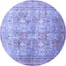 Round Machine Washable Persian Blue Traditional Rug, wshtr59blu