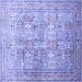 Square Machine Washable Persian Blue Traditional Rug, wshtr59blu