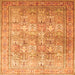 Round Machine Washable Persian Orange Traditional Area Rugs, wshtr59org