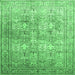 Square Machine Washable Persian Emerald Green Traditional Area Rugs, wshtr59emgrn