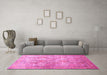 Machine Washable Persian Pink Traditional Rug in a Living Room, wshtr59pnk