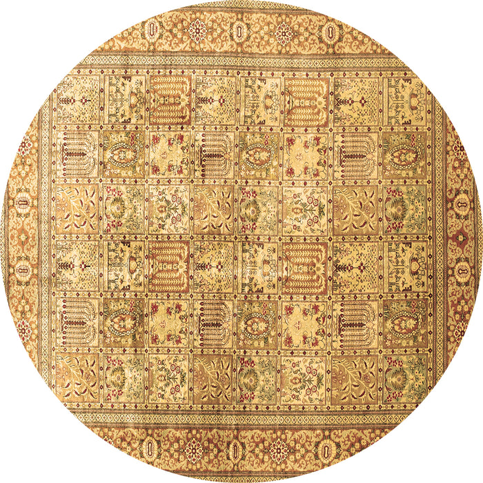 Round Persian Brown Traditional Rug, tr59brn