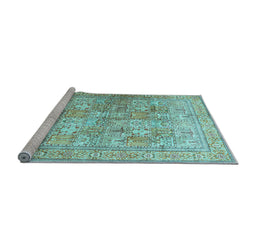 Sideview of Machine Washable Persian Light Blue Traditional Rug, wshtr59lblu