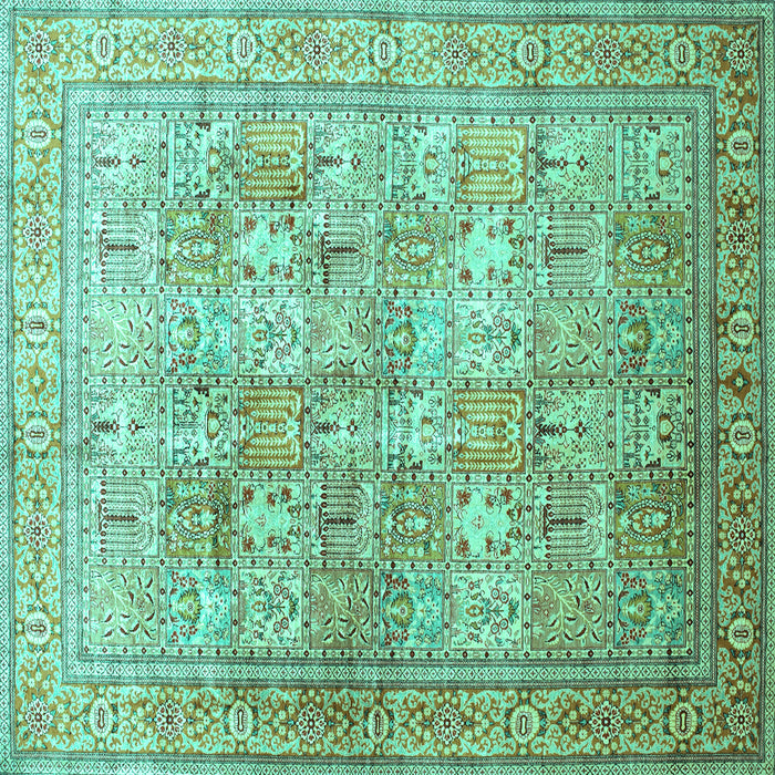Square Machine Washable Persian Turquoise Traditional Area Rugs, wshtr59turq