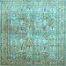 Square Machine Washable Persian Light Blue Traditional Rug, wshtr59lblu