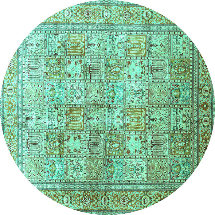Round Persian Turquoise Traditional Rug, tr59turq