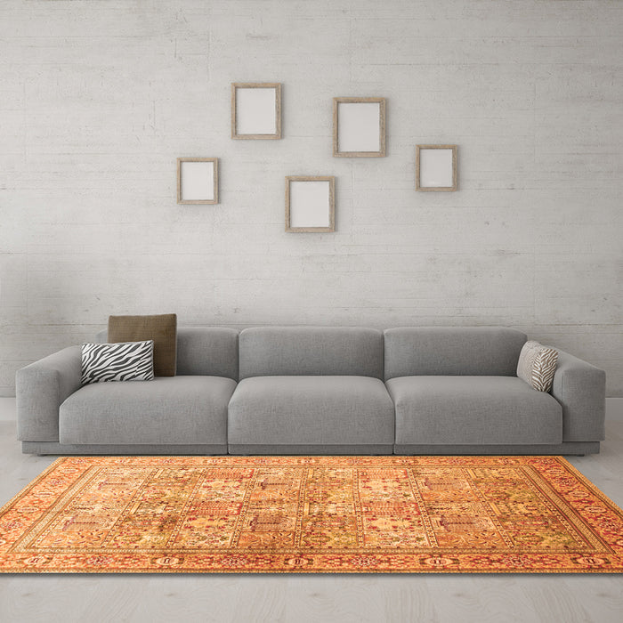 Machine Washable Persian Orange Traditional Area Rugs in a Living Room, wshtr59org