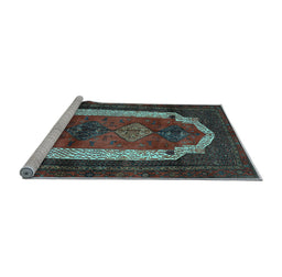 Sideview of Machine Washable Persian Light Blue Traditional Rug, wshtr5lblu