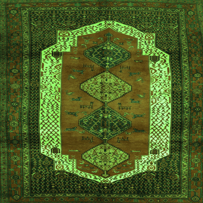 Round Machine Washable Persian Green Traditional Area Rugs, wshtr5grn