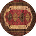 Round Persian Brown Traditional Rug, tr5brn