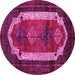 Round Machine Washable Persian Pink Traditional Rug, wshtr5pnk