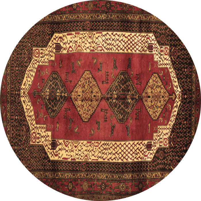Round Machine Washable Persian Brown Traditional Rug, wshtr5brn
