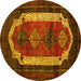 Round Persian Yellow Traditional Rug, tr5yw