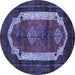 Round Machine Washable Persian Blue Traditional Rug, wshtr5blu