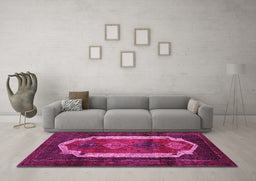 Machine Washable Persian Pink Traditional Rug in a Living Room, wshtr5pnk