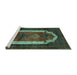 Sideview of Machine Washable Persian Turquoise Traditional Area Rugs, wshtr5turq