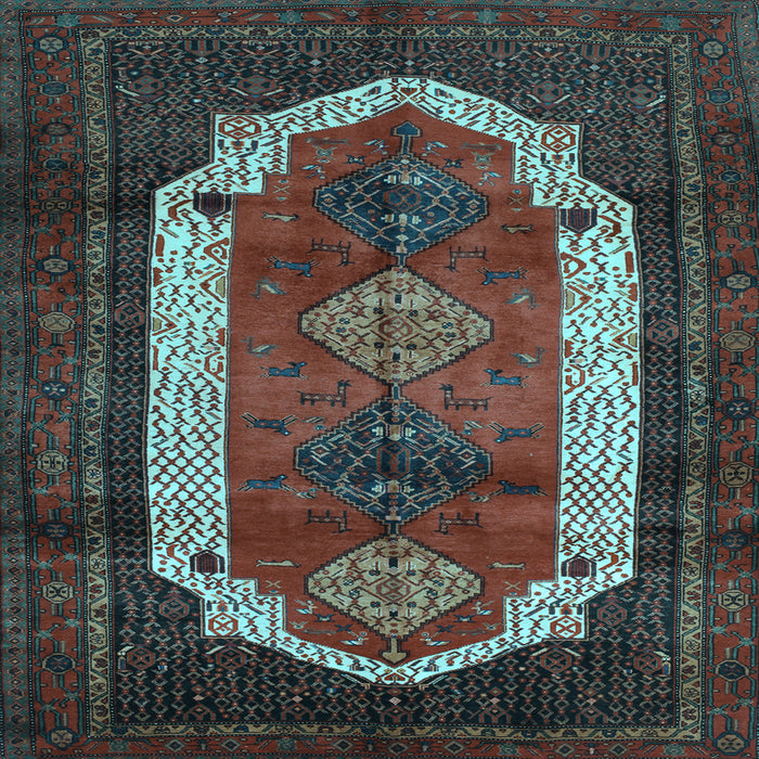 Square Machine Washable Persian Light Blue Traditional Rug, wshtr5lblu