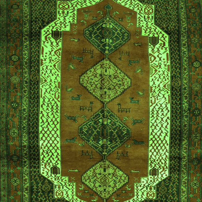 Serging Thickness of Machine Washable Persian Green Traditional Area Rugs, wshtr5grn