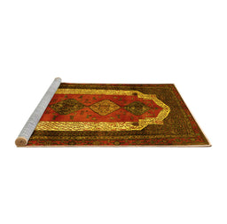 Sideview of Machine Washable Persian Yellow Traditional Rug, wshtr5yw