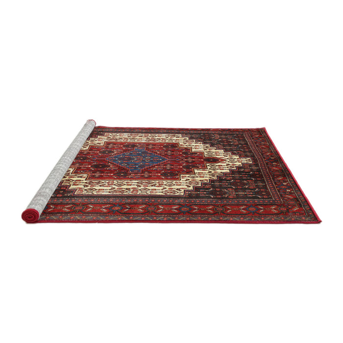 Sideview of Machine Washable Traditional Dark Almond Brown Rug, wshtr6