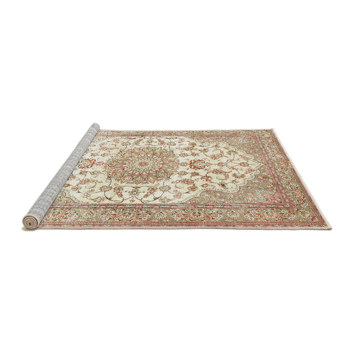 Sideview of Machine Washable Traditional Light Gold Rug, wshtr60